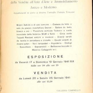 Catalogo della vendita all'asta d'arte e ammobiliamento antico e moderno.