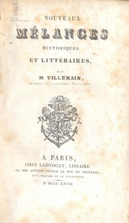 Nouveaux Melanges Historiques et Litteraires.