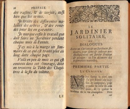 Le jardinier solitaire ou dialogues entre un curieux et un jardinier solitaire, contenant la methode de faire, et de cultiver un jardin fruitier, et potager, et plusieurs experiences nouvelles.