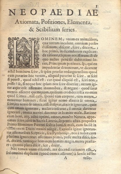 Neopaedia. Sive nova, aut inexplicata hucusq. in discendis, arq. docendis, methodi Ratio. Cuius ductu, quis facile ac tuto possit rerum ferie, ac nexu spectatis, de omnibus disserere; ac disceptare. Et, an benè idem hucusque caeteri coniectarint, sententiam ferre. Ex Platonis potissimum atque Aristotelis principijs eruta ...