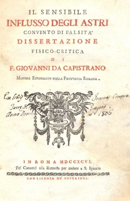 Il sensibile influsso degli astri convinto di falsità, dissertazione fisico critica.