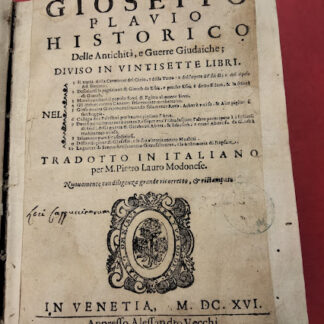 Delle antichità e guerre giudaiche, diviso in ventisette libri. Tradotto in italiano per Pietro Lauro .