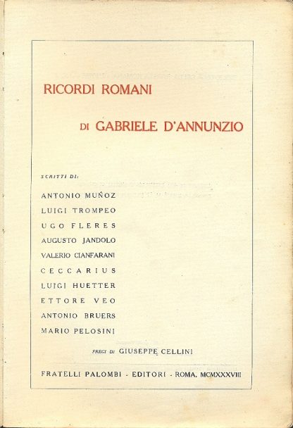 Ricordi romani di Gabriele D'Annunzio.