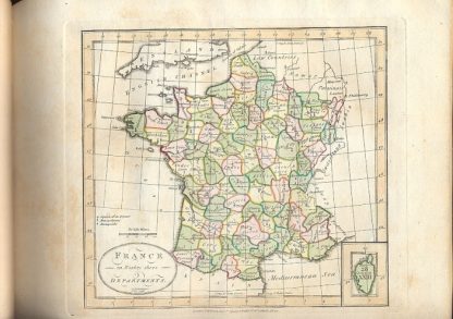 A new Atlas of France: comprising maps of the eighty-three departments, beautifully engraved and coloured, each Department being divided into its feveral districts and cantons. Also two general maps of France, exhibiting that Country both in its former and present divisions. To which is added a general alphabetical index of all the cities , towns and villages , with the districts and departments to which they belong.