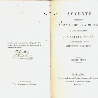 Avvento predicato in San Fedele a Milano l'anno 1843 con altri discorsi.