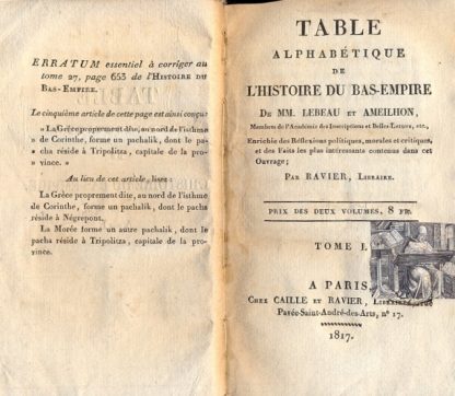 Table alphabetique de l'histoire du Bas Empire.
