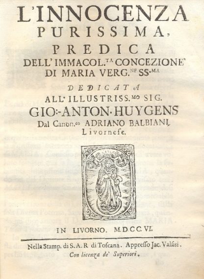 L'Innocenza Purissima, predica dell'Immacolata Concezione di Maria Vergine.