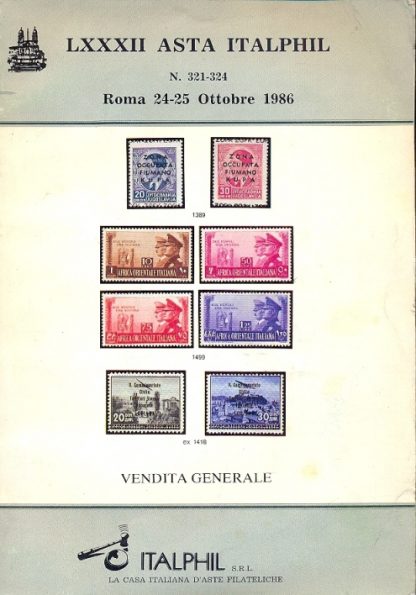 LXXXII Asta Italphil, n. 321-324. Roma 24-25 ottobre 1986.