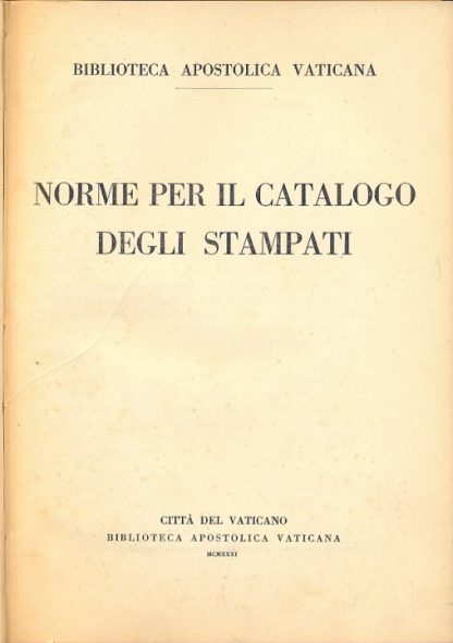 Norme per il catalogo degli stampati.