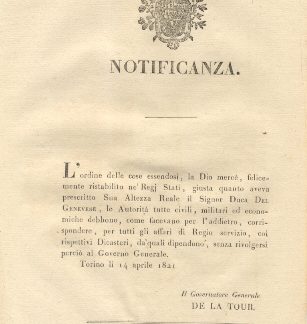 Notificanza con la quale si ristabilisce l'ordine delle cose.