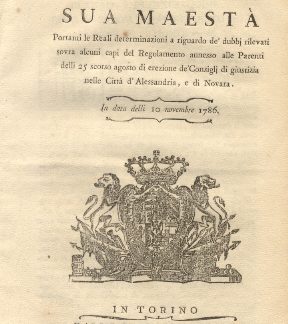 Patenti di Sua Maestà concernenti le reali determinazioni al riguardo dei dubbi rilevati sopra alcuni capi del Regolamento dello scorso agosto relativo all'elezione de' Consiglj di giustizia.