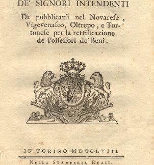 Manifesto de' Signori Intendenti circa la rettificazione de' possessori de' beni.