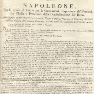 Editto napoleonico che decreta che i Capitani di Bastimenti mercantili siano distinti in due classi.