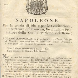 Editto napoleonico per la presentazione delle insinuazioni per ragioni e crediti verso lo Stato.