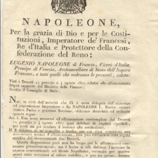 Editto napoleonico per l'affrancatura dei debiti.