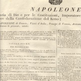 Editto napoleonico che regola l'amministrazione delle Saline dell'Istria.