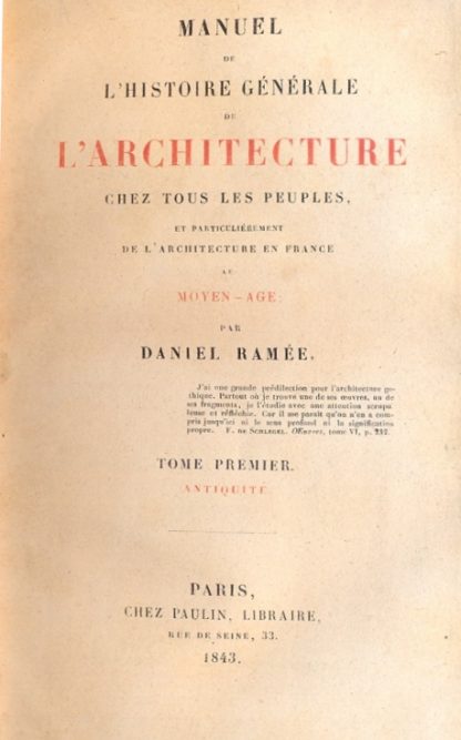 Manuel de l'histoire generale de l'architecture chez tous les peuples, et particulierement de l'architecture en France au moyen age.