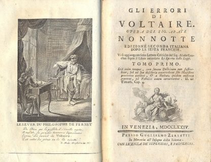 Gli errori di Voltaire. Edizione seconda italiana dopo la sesta francese. Tomo primo e secondo.