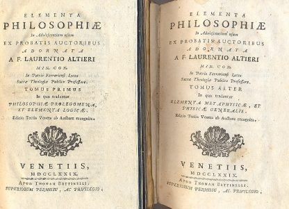 Elementa Philosophiae in adolescentium usum probatis auctoribus. Editio tertia veneta.