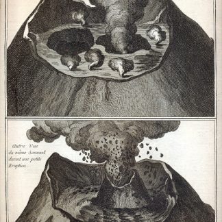 Mineralogie : Histoire naturelle, volcans. Sommet du Vesuve. Autre vue du meme sommet durant une petite eruption.