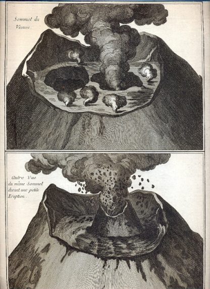 Mineralogie : Histoire naturelle, volcans. Sommet du Vesuve. Autre vue du meme sommet durant une petite eruption.