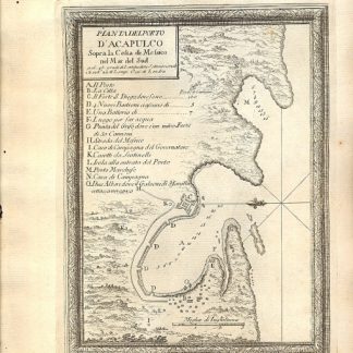 Atlante dell'America contenente le migliori carte geografiche: Pianta del porto d'Acapulco sopra la costa de Messico nel Mar del Sud.