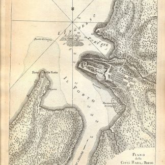 Atlante dell'America contenente le migliori carte geografiche: Piano della città Rada e porto di Chagre.