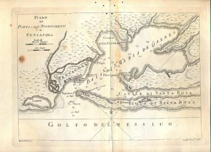 Atlante dell'America contenente le migliori carte geografiche: Piano del porto e degli stabilimenti di Pensacola.