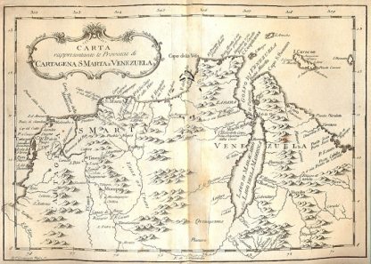 Atlante dell'America contenente le migliori carte geografiche: Carta rappresentante le provincie di Cartagena , S. Marta e Venezuela.