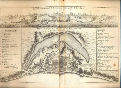 Atlante dell'America contenente le migliori carte geografiche: Veduta della città di S. Salvadore dalla parte della baia. Pianta della città di S. Salvadore.