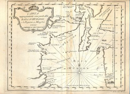 Atlante dell'America contenente le migliori carte geografiche: Carta rappresentante una parte della baja d'Hudson e le Regioni a Maestro dell'America Settentrionale.