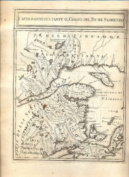 Atlante dell'America contenente le migliori carte geografiche: Carta rappresentante il Golfo del fiume S. Lorenzo.