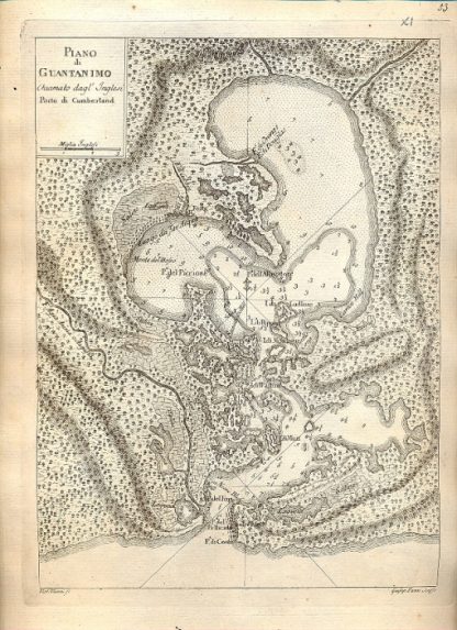 Atlante dell'America contenente le migliori carte geografiche: Piano di Guantanimo chiamato dagl'inglesi Porto di Cumberland.