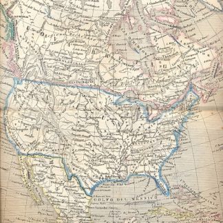 Carta geografica dell'America Settentrionale, tratta dall'Atlante di Geografia Universale Cronologico, Storico, Statistico e Letterario di Francesco Pagnoni.