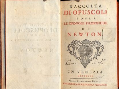 Raccolta di opuscoli sopra le opinioni filosofiche di Newton.