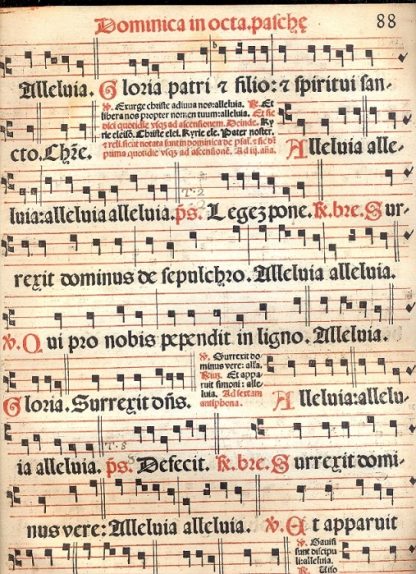 Foglio di antifonario con musica gregoriana.