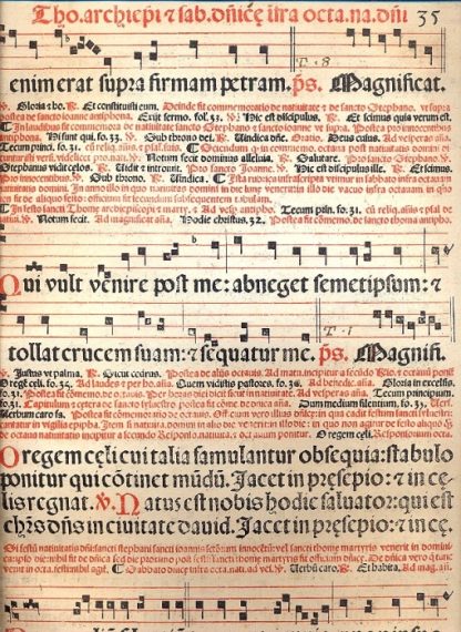 Foglio di antifonario con musica gregoriana.