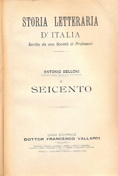 Il Seicento (Storia letteraria d'Italia).
