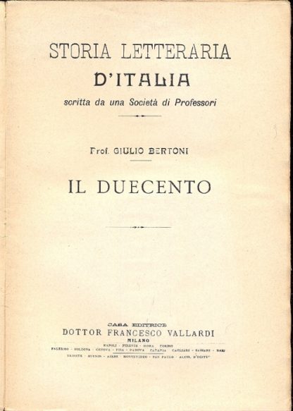 Il Duecento (Storia Letteraria d'Italia).