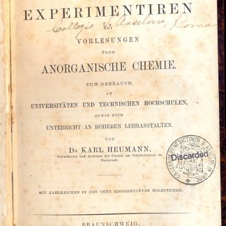 Anleitung zum experimentiren bei vorlesungen uber anorganische chemie.