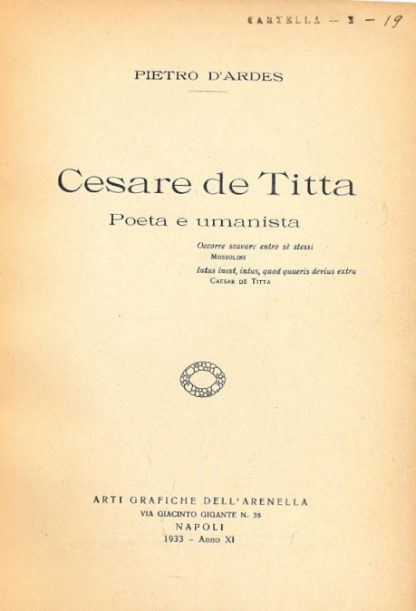 Cesare de Titta. Poeta e Umanista.