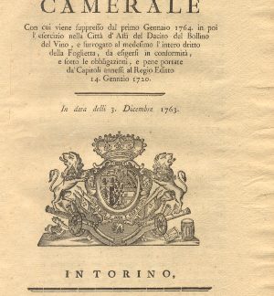 Manifesto Camerale riguardo l'intero diritto della Foglietta...3 dicembre 1763.