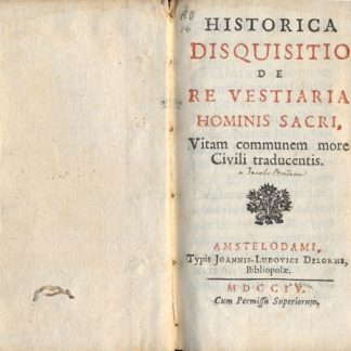 Historica disquisitio de re vestiaria hominis sacri, vitam communem more Civili traducentis.