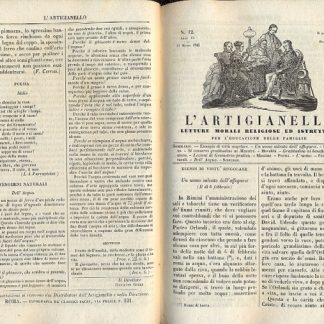 L'artigianello. Letture morali, religiose ed istruttive per l'educazione delle famiglie. Rivista settimanale diretta da Ottavio Gigli. La rivista contiene scritti su viaggi, agricoltura, scienze, astronomia ecc..