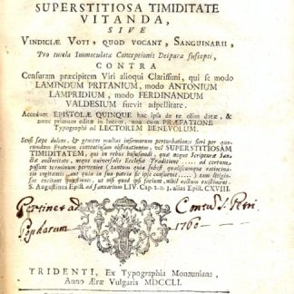 De Superstitiosa Timiditate Vitanda, sive Vindiciae Voti, quod Vocant Sanguinari.