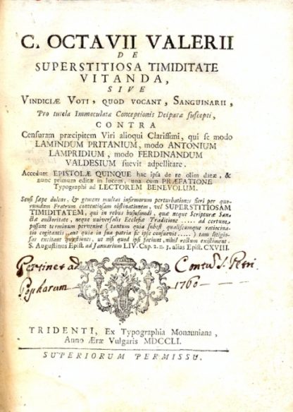 De Superstitiosa Timiditate Vitanda, sive Vindiciae Voti, quod Vocant Sanguinari.