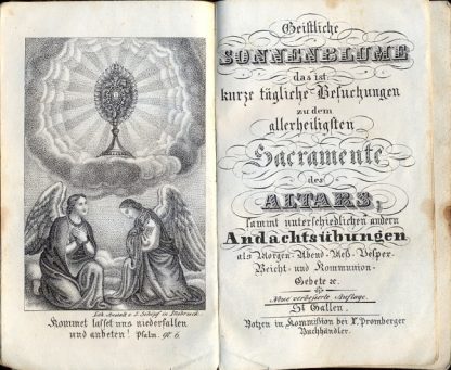 Geistliche Sonnenblume das ist : kurze tagliche Besuchunghen zu dem allerheiligsten Sacramente des Altars.