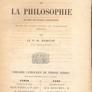 De l'unité dans l'enseignement de la philosophie au sein des écoles catholiques.