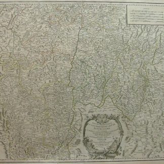 Partie Meridionale du Gouvernement gen.l de Bourgogne ou se trouvent les Bailliages d'Autun,et de Challon, le Maconois; La Bresse et le Bugey divises en leurs Mandemens. Gouvernement General du Lyonois divise en Lyonois, Forez et Beaujolois.