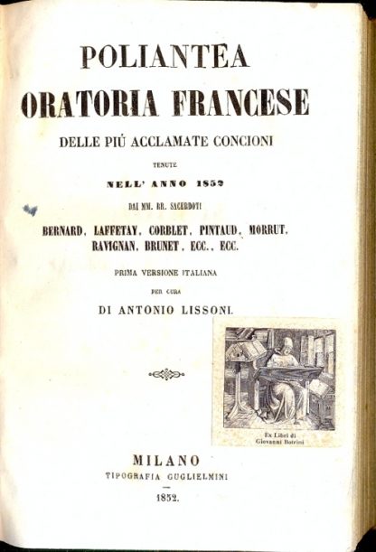 Poliantea oratoria francese delle più acclamate concioni tenute nell'anno 1852 , seconda parte.